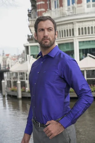 Royal blue silk shirt